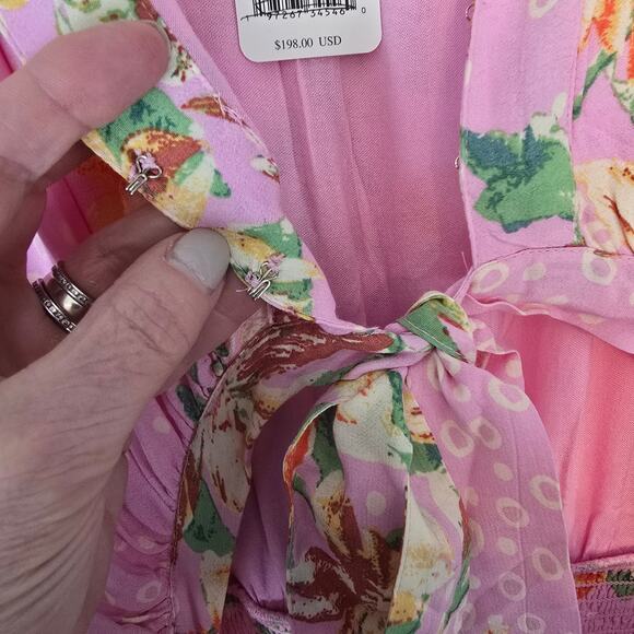 Free People x REVOLVE Paradise Jumpsuit Sugar Magnolia Combo Pink Floral L NEW - Picture 4 of 15